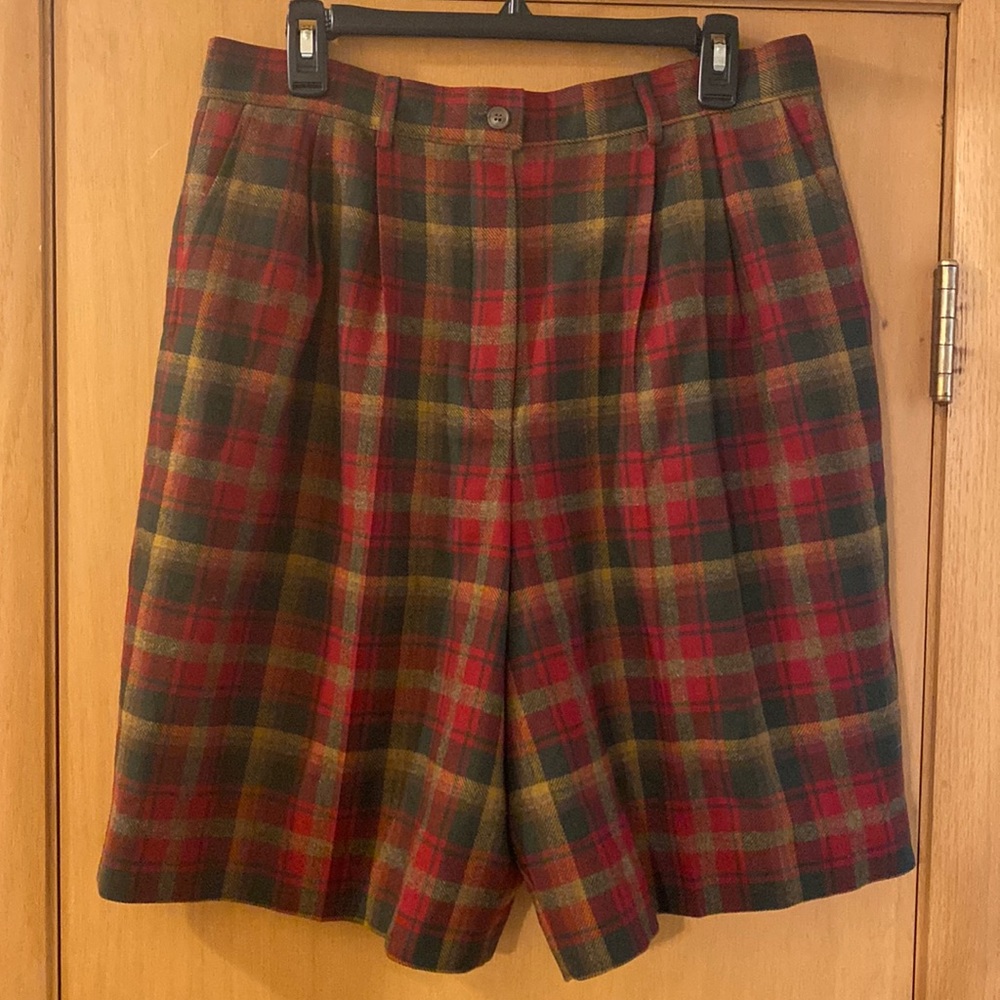 Pendleton Knockabout Plaid Wool High Waist Shorts Size 16